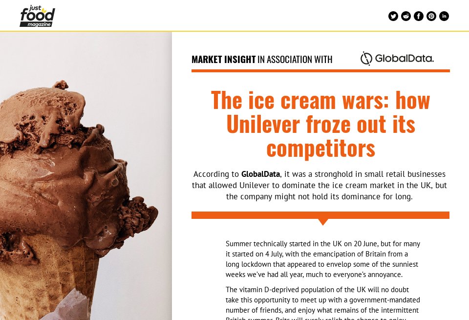The ice cream wars: how Unilever froze out its competitors - just-food  magazine, Issue 38