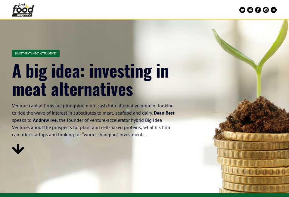 A big idea investing in meat alternatives justfood magazine Issue 38 August 2020