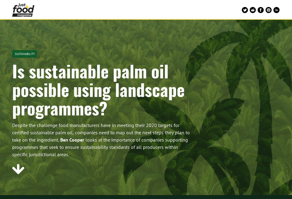 Sustainable palm oil using landscape programmes justfood magazine Issue 38 August 2020